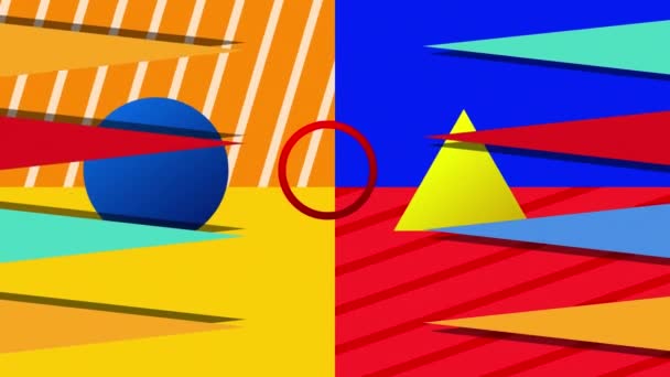 Animación Formas Coloridas Movimiento Sobre Fondo Colorido Concepto Enseñanza Educación — Vídeo de stock