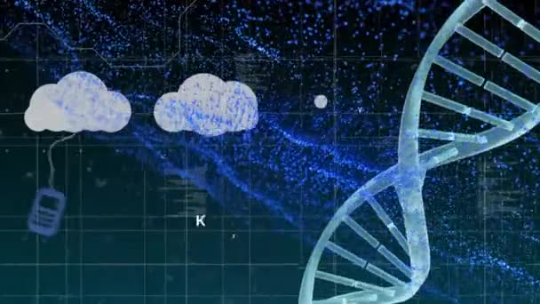 Animation Dna Strand Media Icons Data Processing Science Digital Interface — 비디오