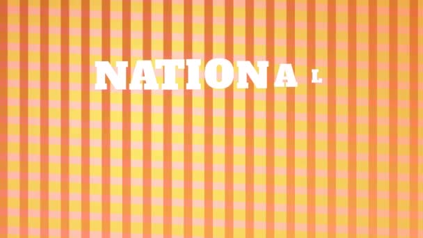 Κινούμενα Σχέδια Του Εθνικού Κειμένου Χόμπι Πάνω Από Πορτοκαλί Φόντο — Αρχείο Βίντεο