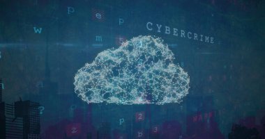 Bulut simgesi üzerinde veri işleme resmi. küresel bağlantılar, iş dünyası, dijital arayüz, teknoloji ve ağ konsepti dijital olarak oluşturulmuş görüntü.