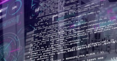 Sunucu odasında veri işleme ve dünya haritası. küresel iş, finans, bağlantılar ve dijital arayüz konsepti dijital olarak oluşturulmuş görüntü.