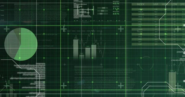 Image Data Processing Diagrams Black Background Global Business Finances Connections — Fotografia de Stock