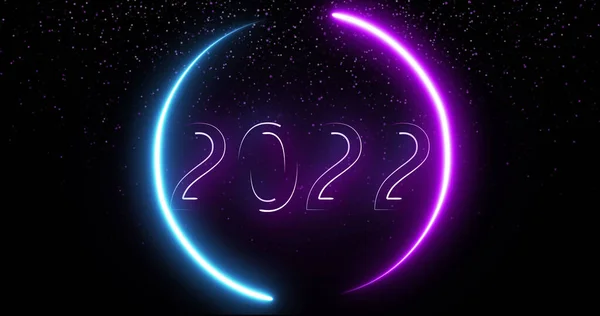 Image Neon 2022 Text Black Background Social Media Communication Interface — 图库照片