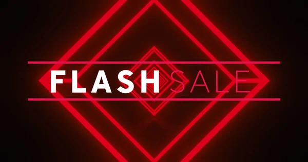 Afbeelding Van Flash Sale Tekst Neon Pleinen Zwarte Achtergrond Mondiaal — Stockfoto
