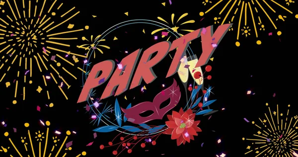 Image Party Fireworks Black Background Birthday Party Celebration Concept Digitally — Stockfoto