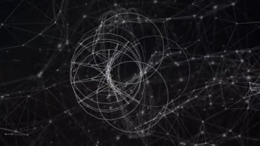 Animation of circles moving over network of connections. global business, finances, connections and digital interface concept digitally generated video.