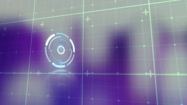 Animation of scan scope over grid and colorful background. global connections, business, digital interface, technology and networking concept digitally generated video.
