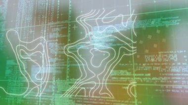Animation of data processing on colorful background. global connections, business, digital interface, technology and networking concept digitally generated video.