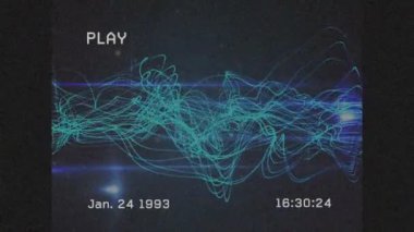 Işık noktaları ve ışık yolları üzerindeki parazitlenme. veri işleme ve dijital arayüz kavramı dijital olarak oluşturulmuş video.