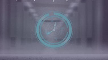Animation of data processing over clock. global connections, business, digital interface, technology and networking concept digitally generated video.