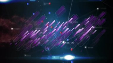 Mor çizgilerin animasyonu ve bağlantı ağının üzerindeki DNA ipliği. bilim ve dijital arayüz kavramı dijital olarak oluşturulmuş video.