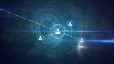Bağlantı ağı üzerinden tarama alanının animasyonu. küresel iş, finans, bağlantılar ve dijital arayüz konsepti dijital olarak oluşturulmuş video.