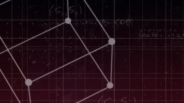 Siyah arkaplan üzerinde matematiksel denklemlerin animasyonu. küresel eğitim, bağlantılar, veri işleme ve teknoloji konsepti dijital olarak oluşturulmuş video.
