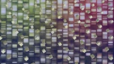 Renkli arkaplan üzerinde hareket eden geometrik şeklin animasyonu. renk, hareket ve enerji arkaplan kavramı, dijital olarak oluşturulmuş video.