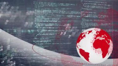 Veri işleme üzerinde dünyanın animasyonu. küresel bağlantılar, iş dünyası, dijital arayüz, teknoloji ve ağ konsepti dijital olarak oluşturulmuş video.