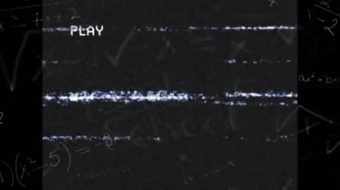 Animation of mathematical equations and interference over back to school text on black background. school, education and digital interface concept digitally generated video.