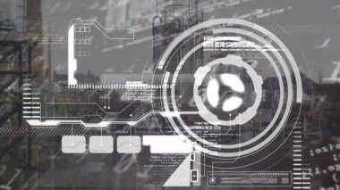 Veri işleme üzerinden dijital arayüzün animasyonu. küresel bağlantılar, iş dünyası, dijital arayüz, teknoloji ve ağ konsepti dijital olarak oluşturulmuş video.