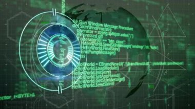 Veri işleme üzerinde tarama kapsamı animasyonu. küresel bağlantılar, iş dünyası, dijital arayüz, teknoloji ve ağ konsepti dijital olarak oluşturulmuş video.