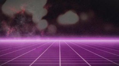 Animation of interference and neon lines over blurred background. global business, connections, digital interface and technology concept digitally generated video.