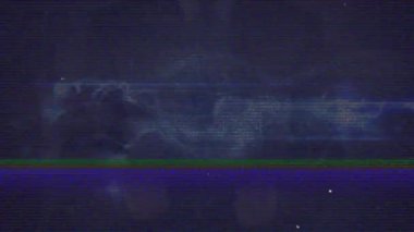 Animation of interference over light trails. data processing and digital interface concept digitally generated video.