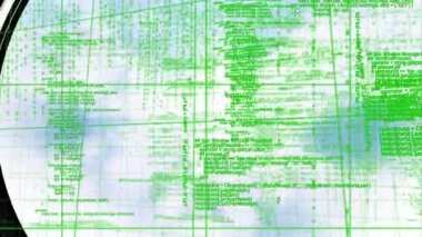 Animation of safe over science data processing on dark background. global science research and technology concept digitally generated video.