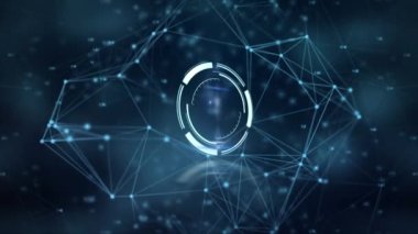 Animation of scope scanning and network of connections on blue background. social media and communication interface concept digitally generated video.