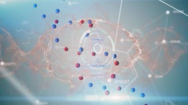 Dijital beyin animasyonu ve DNA ipliği üzerinde tarama. bilim ve dijital arayüz kavramı dijital olarak oluşturulmuş video.