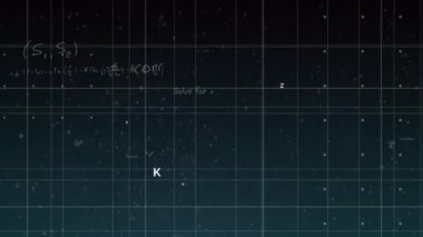 Siyah arkaplan üzerinde matematiksel denklemlerin animasyonu. küresel eğitim, bağlantılar, veri işleme ve teknoloji konsepti dijital olarak oluşturulmuş video.