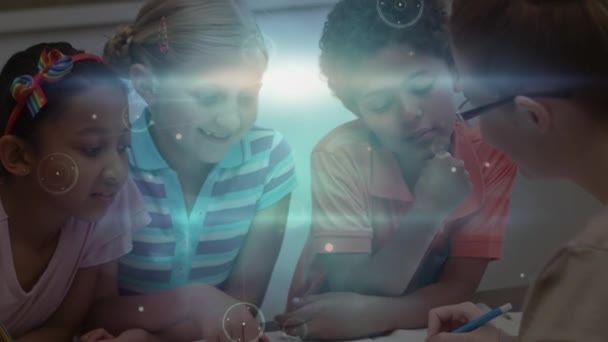 Animation Réseaux Connexions Entre Diverses Enseignantes Écolières Éducation Mondiale Apprentissage — Video