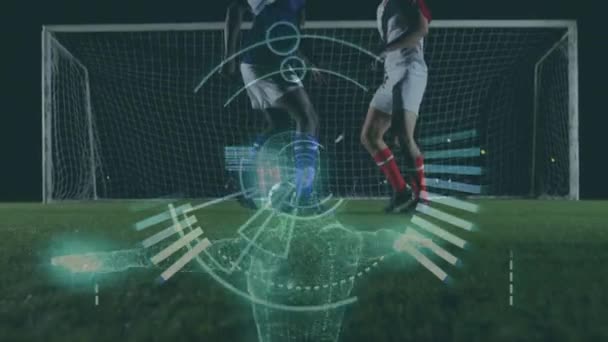 美国足球运动员在体育场上的雷达动画 全球体育 竞争和技术概念数码视频 — 图库视频影像