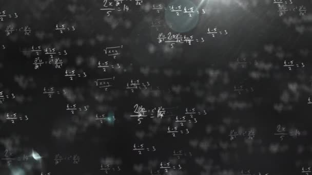 Animation Mathematical Equations Black Background Global Education Connections Data Processing — Stockvideo