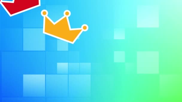 Animation Colourful Falling Crowns Moving Squares Epiphany Day Celebration Concept — Stock videók