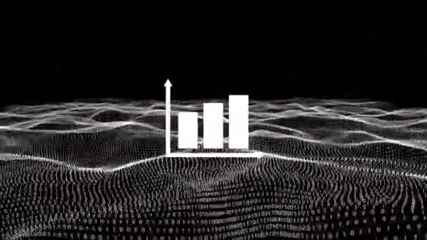 Анімація Графу Над Науковою Хвилею Темному Тлі Глобальні Наукові Дослідження — стокове відео
