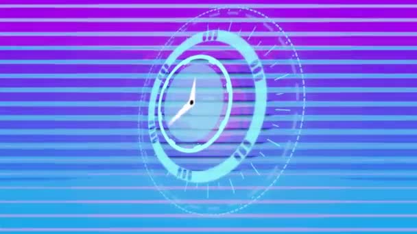 Animation Clock Blue Background Time Passing Colour Movement Concept Digitally — Stock Video