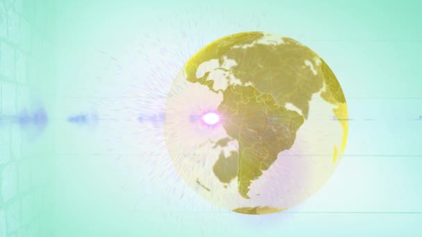 Animation Globe Des Sentiers Lumineux Sur Fond Blanc Concept Global — Video