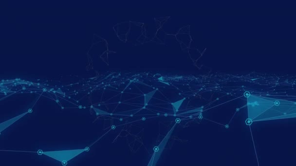 Анімація Мережі Єднань Синьому Фоні Концепція Кольору Руху Енергії Цифрове — стокове відео