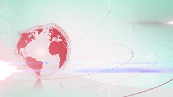 Animation Globe Light Trails Arrows White Background Global Business Digital — ストック動画