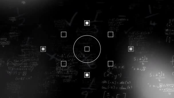 Animation Mathematical Equations Moving Shapes Black Background School Education Digital — Stockvideo