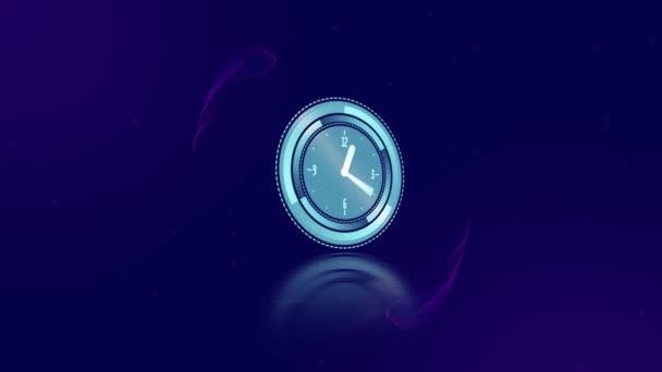 Animation Clock Blue Energy Dark Blue Background Time Passing Colour — Stockvideo