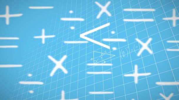 Animation Mathematical Equations Blue Background School Education Digital Interface Concept — Vídeo de Stock