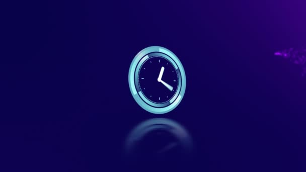 Animation Clock Purple Trails Dark Blue Background Time Passing Colour — 비디오