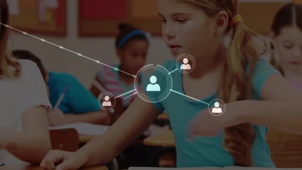 Animação Redes Conexões Sobre Diversos Alunos Conceito Educação Global Aprendizagem — Vídeo de Stock