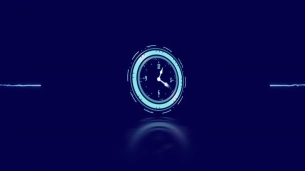 Animación Del Reloj Sobre Fondo Azul Oscuro Paso Del Tiempo — Vídeo de stock