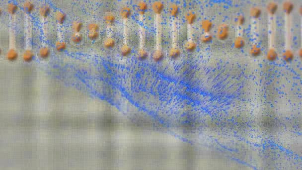 Animation Blue Spots Dna Strand Science Digital Interface Concept Digitally — Video