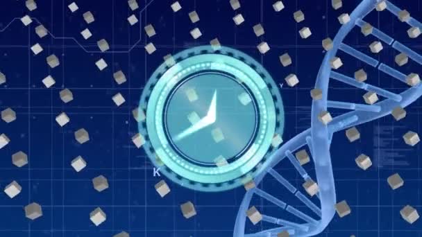 Animation Clock Science Data Processing Global Science Research Technology Concept — Vídeo de Stock