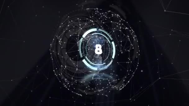 Animation Countdown Network Connections Global Business Finances Connections Digital Interface — Stockvideo