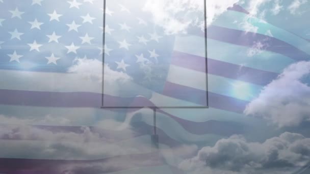 Animation Usa Flag American Football Base Clouds Global Sports Competition — Stock videók
