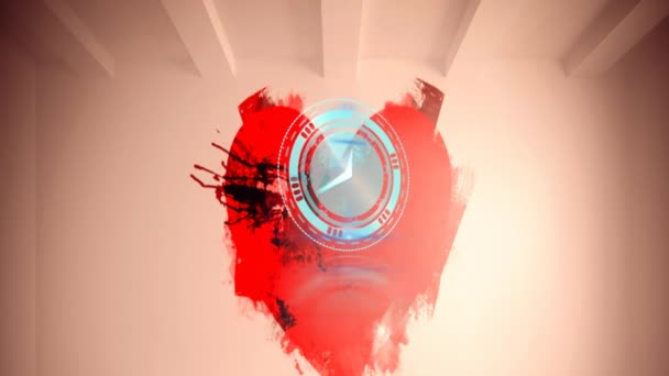Animation Blue Clock Heart Brown Background Time Passing Colour Movement — Stock videók
