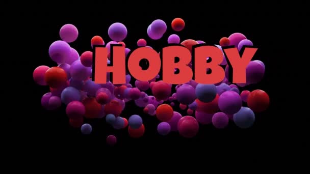 Animation Hobby Month Black Background Hobby Interests Leisure Time Concept — Stok video