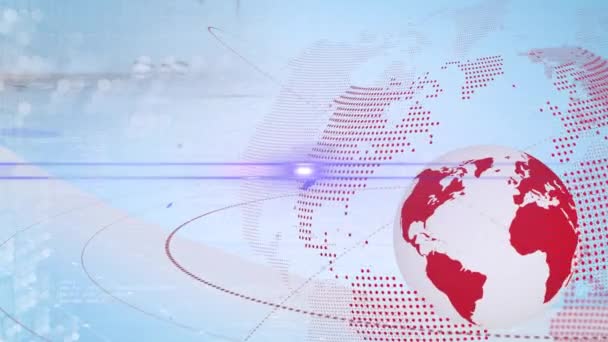 Animation Globe Light Trails Data Processing White Background Global Business — стоковое видео